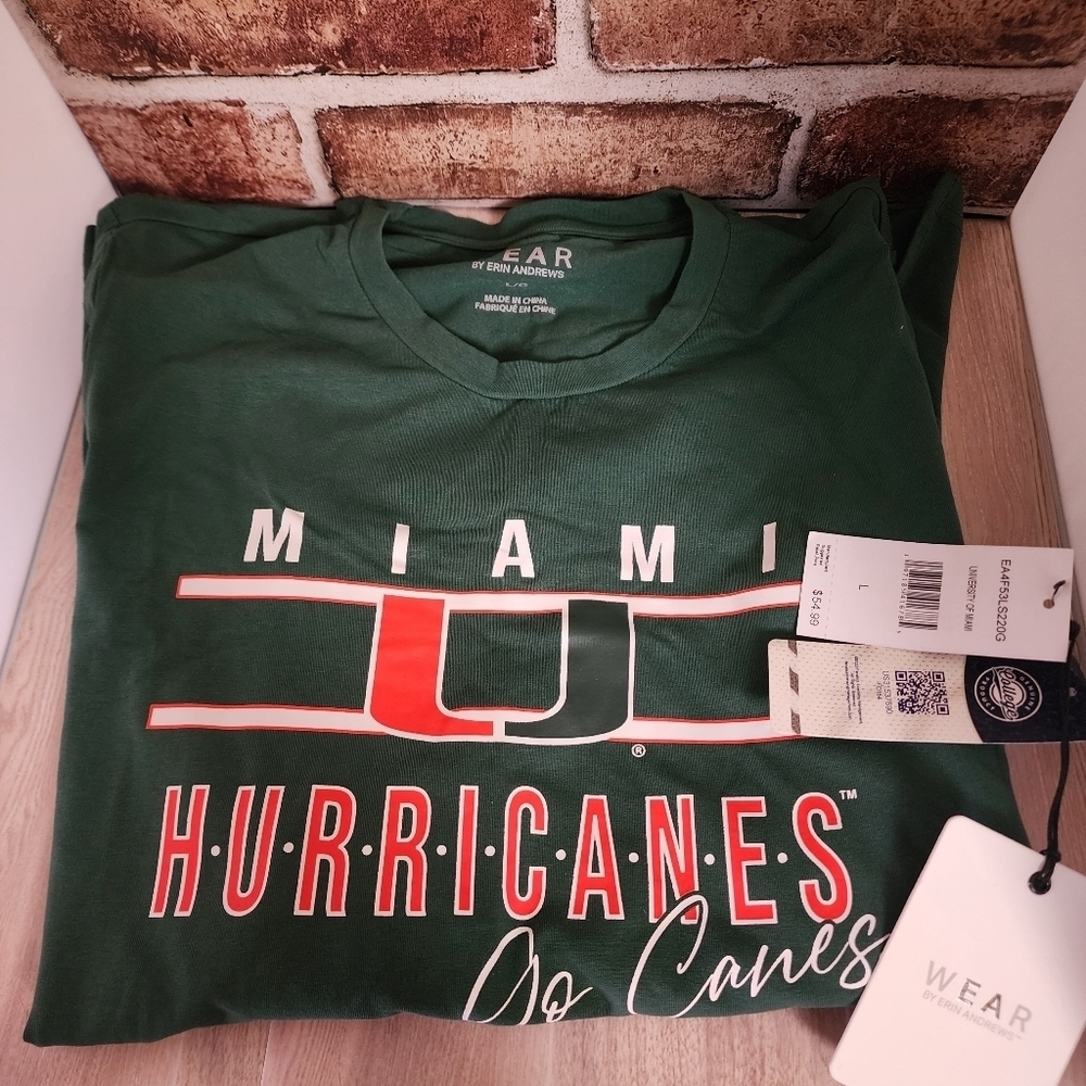 Miami Univeristy Hurricanes Long Sleeve Shirt Women's Large Wear by Erin Andrews - Picture 6 of 9